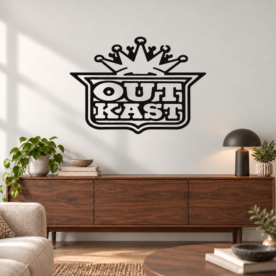 OutKast logo decal: black crown and badge graphic with stylized OutKast text