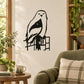Snow owl wall decal with black-and-white bird perched on a chair and fence