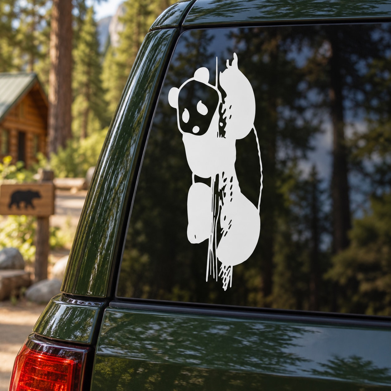White panda climbing decal for car window, vinyl sticker