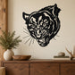 Snarling panther face wall decal, bold black graphic