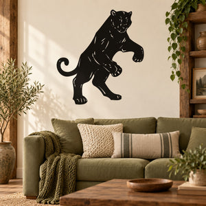 Black panther fighting wall decal silhouette