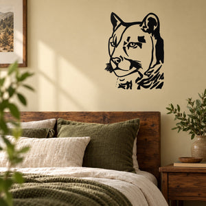 Panther head wall decal, black and cream graphic