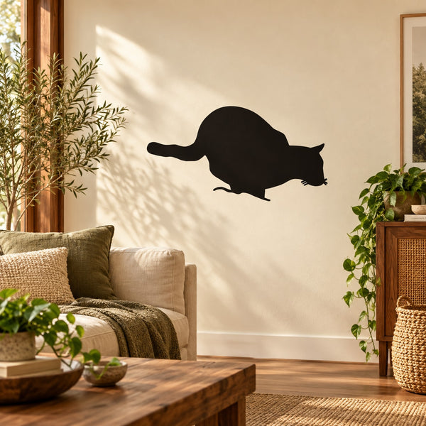 Crouching panther wall decal, black silhouette
