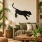 Black panther attacking stance wall decal with full-body silhouette