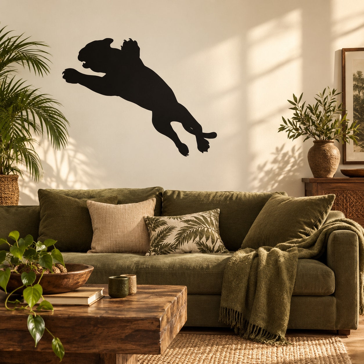 Black panther silhouette jump wall decal