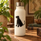 Sitting panther black silhouette decal on a white bottle
