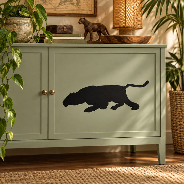 Black crouching panther wall decal silhouette