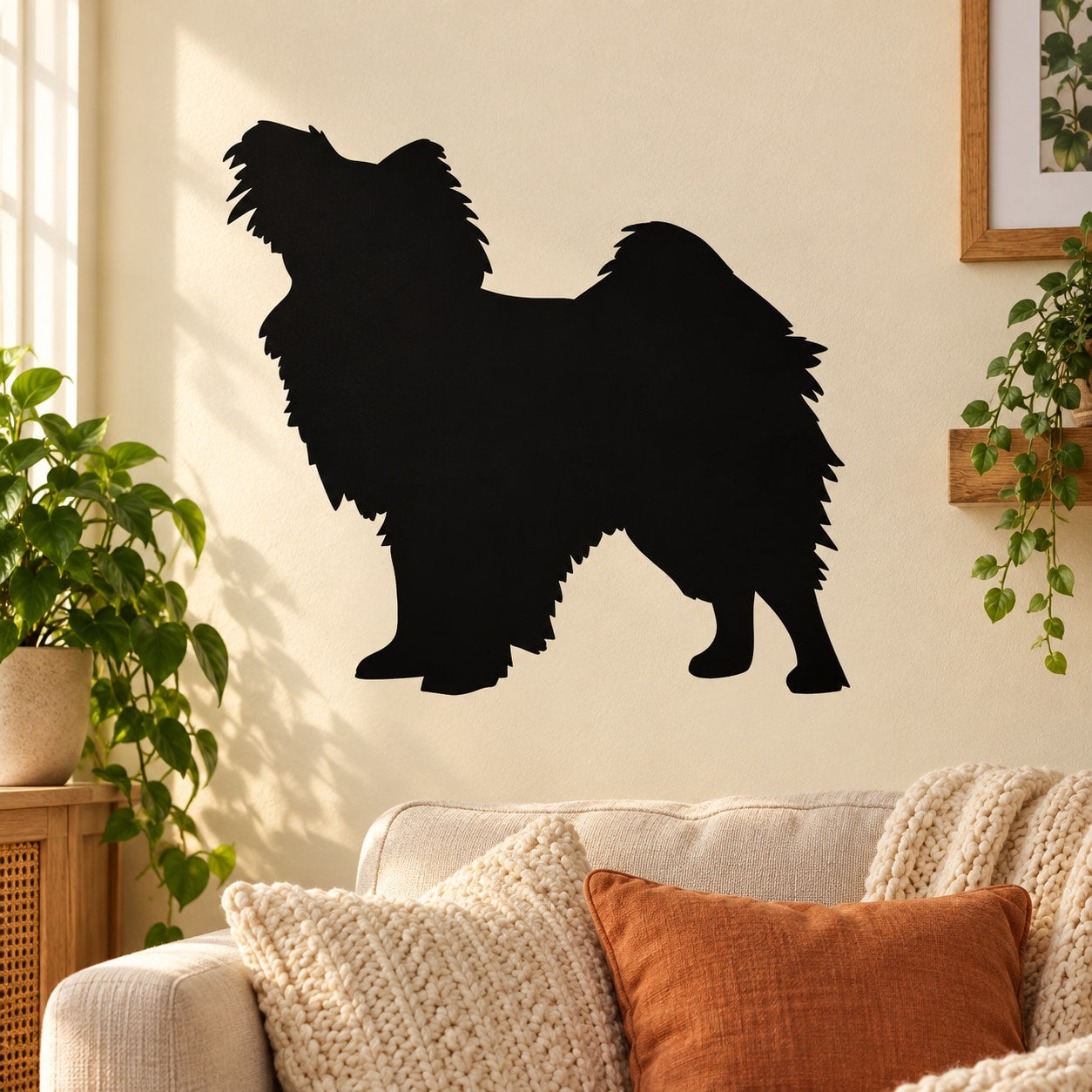 Black Papillon dog silhouette wall decal