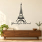 Eiffel Tower wall decal with cursive “Someday we will meet” lettering