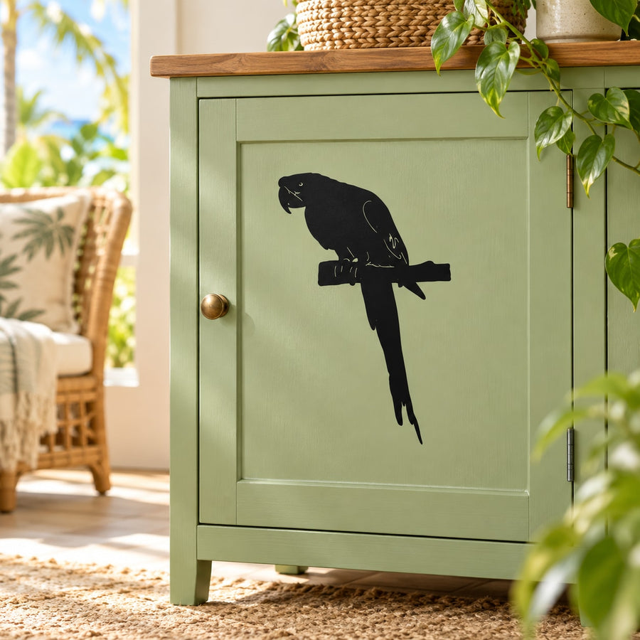 Black lorikeet parrot wall decal with bird perched design
