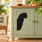 Black parrot peeking head wall decal