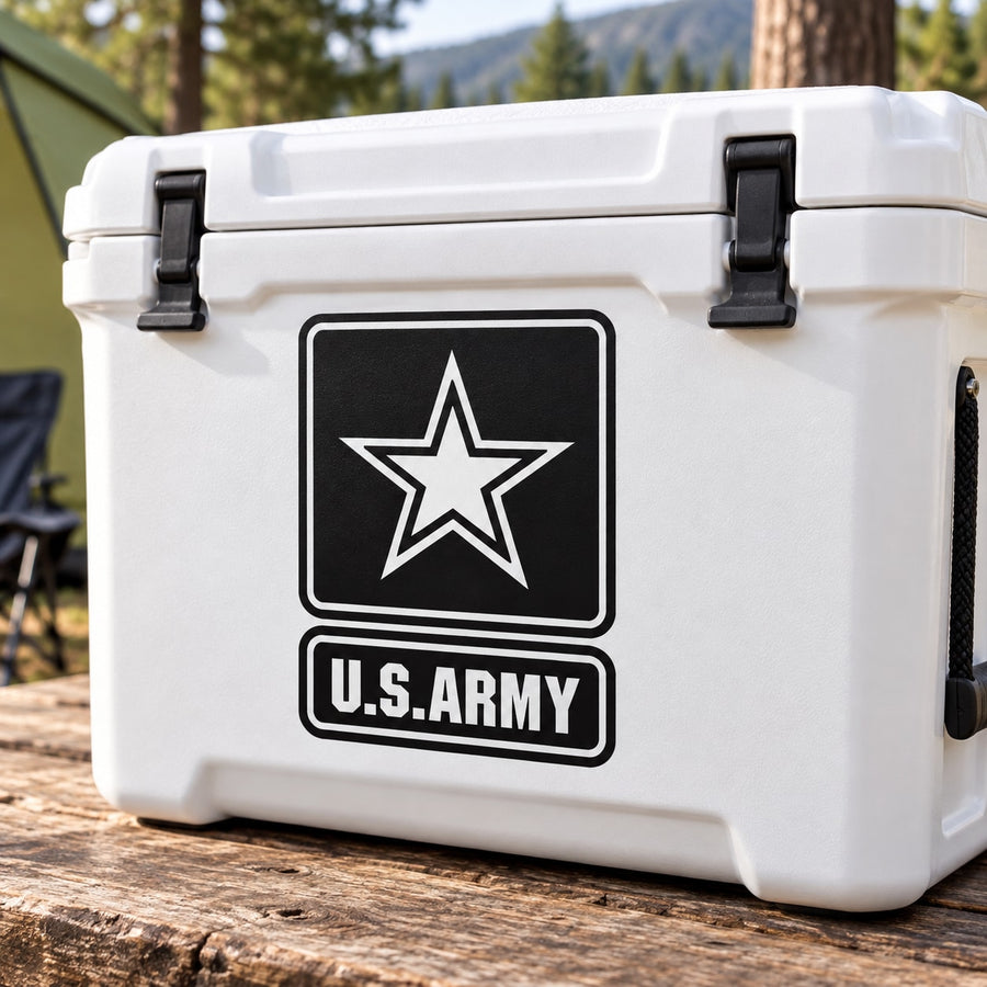 U.S. Army star decal sticker on white cooler