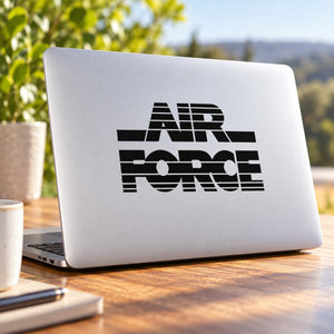 Retro Air Force wall decal with bold black AIR FORCE logo graphic