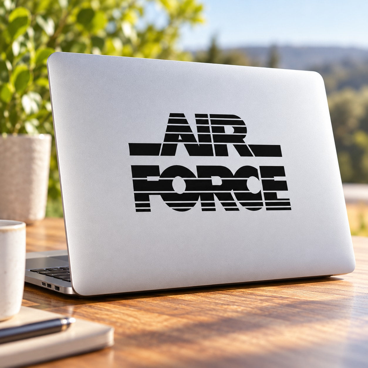 Retro Air Force wall decal with bold black AIR FORCE logo graphic
