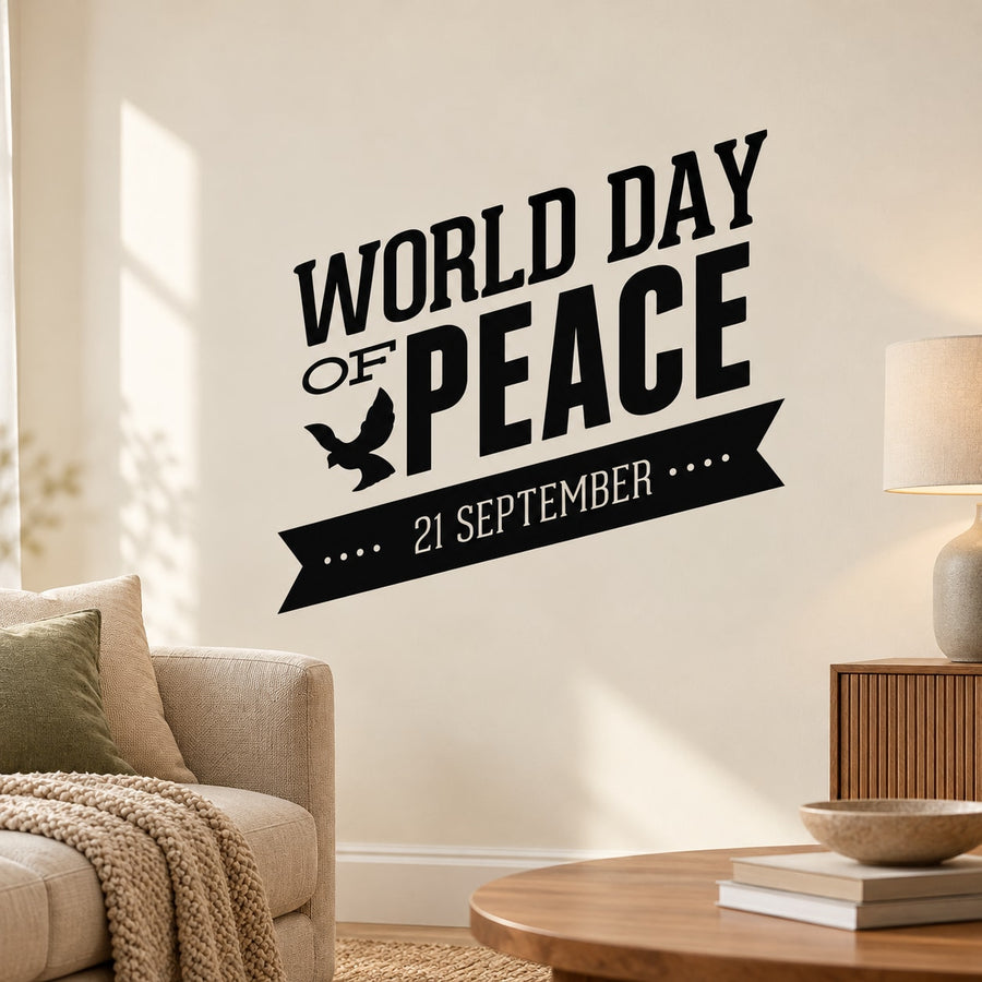 World Day of Peace wall decal with dove graphic and 21 September text