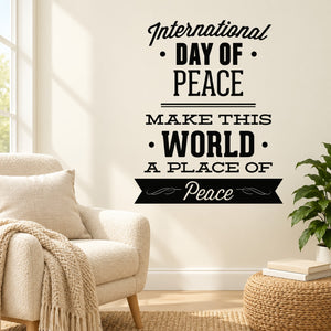 Peace wall decal with International Day of Peace text and banner