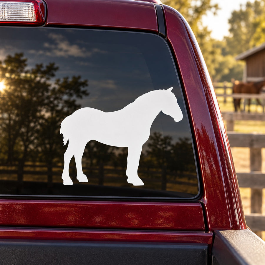White horse silhouette vinyl decal on window