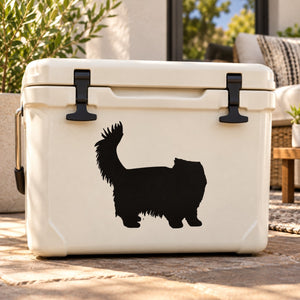 Standing cat silhouette decal on white cooler