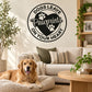 Dog pawprint heart wall decal with circular lettering and paw graphics