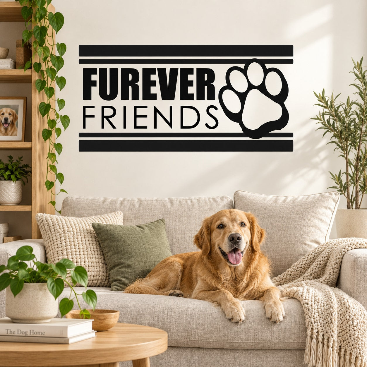 Black 'FUREVER FRIENDS' wall decal with paw print graphic