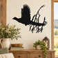 Fleeing pheasant wall decal with black silhouette and tail feathers