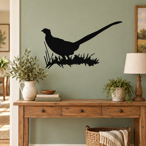 Black pheasant brush decal silhouette with grass detail