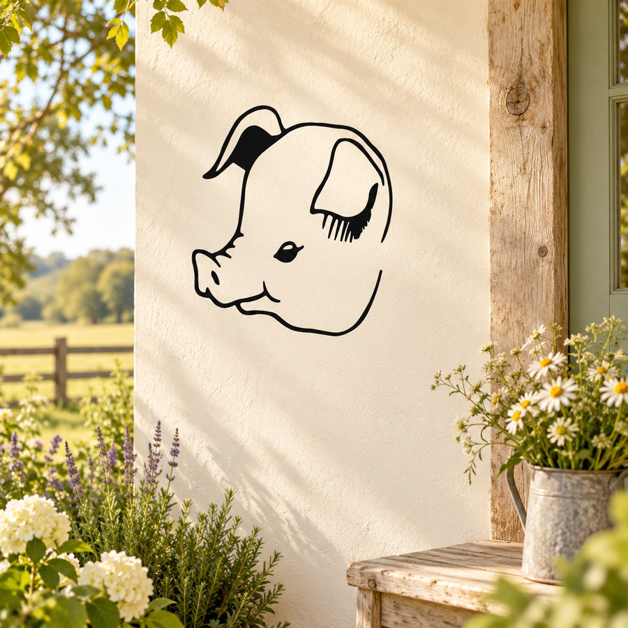 Dog head outline decal in black