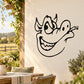 Grinning pig decal: black outlined smiling pig face wall sticker