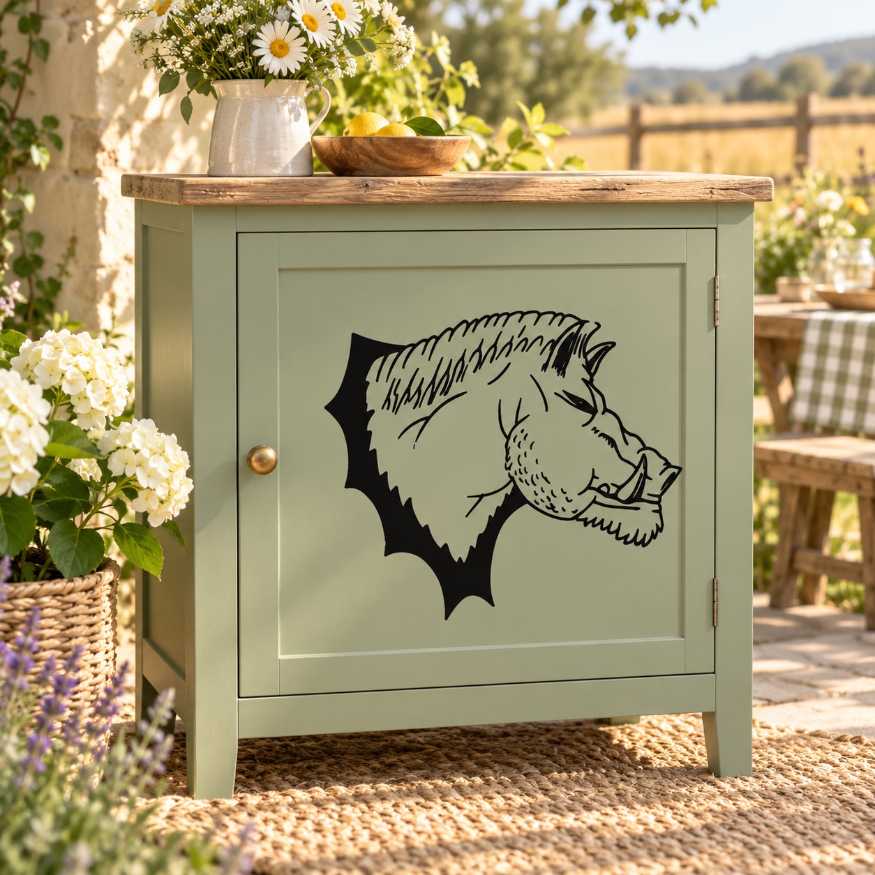 Warthog head wall decal in black
