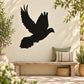 Flying pigeon wall decal, black bird silhouette with wings spread