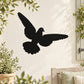 Fleeing pigeon wall decal, black bird silhouette with wings spread