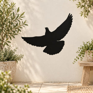 Black pigeon decal with open wings