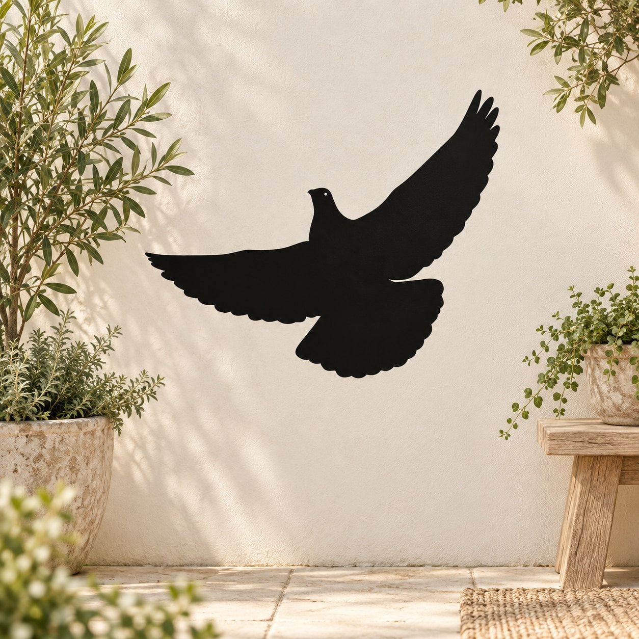 Black pigeon decal with open wings