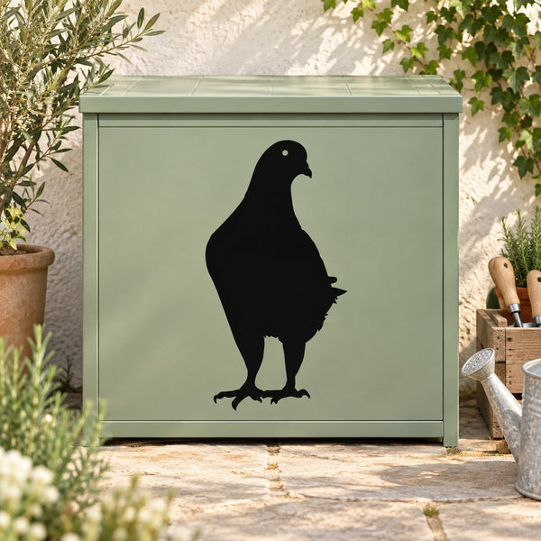Standing black pigeon silhouette decal