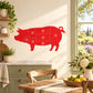 Red pig anatomy chart wall sticker with numbered parts and outline.