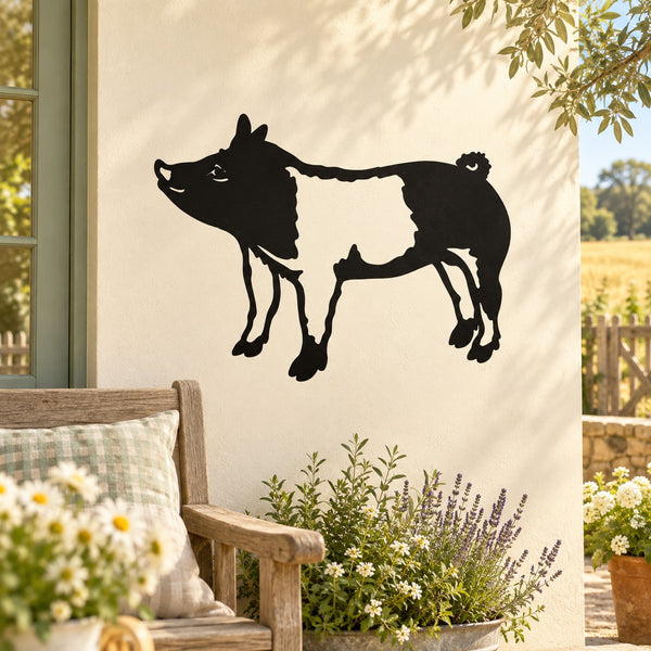 Black British saddleback pig silhouette wall decal