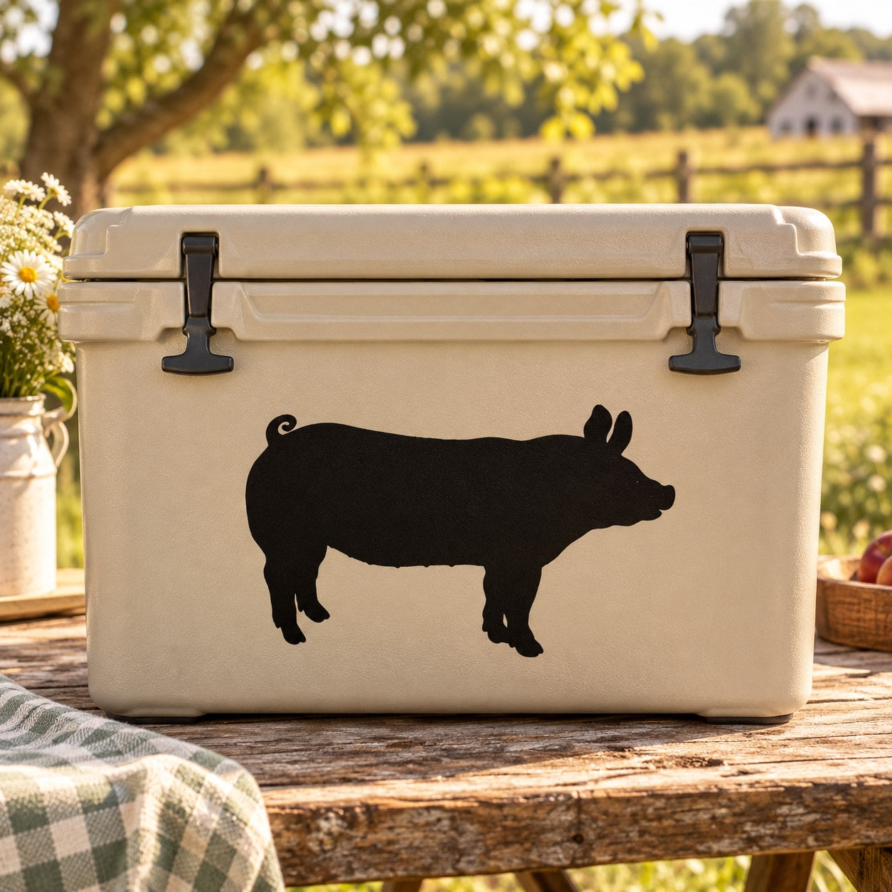 Black standing pig silhouette decal
