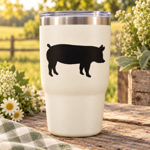 Standing pig silhouette vinyl decal for tumblers, black on white