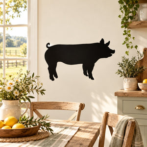Black pig wall decal with joyful standing pose