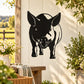 Black pig silhouette wall decal with curly tail and open snout