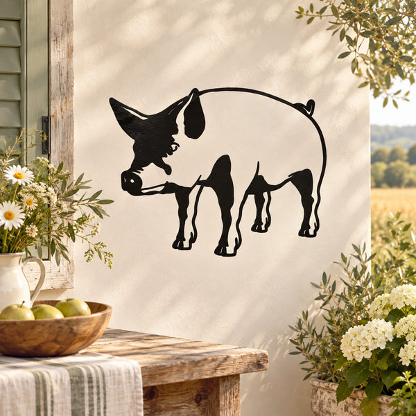 Black pig and piglet wall decal silhouette