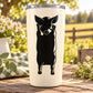 Standing pig decal silhouette on cream tumbler, black pig standing