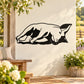 Resting pig silhouette decal, black pig on light background, wall sticker
