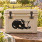Resting pig decal sticker with black silhouette on white backing