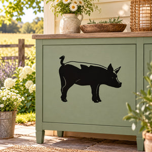 Side-standing pig decal, black pig silhouette