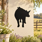 Pig silhouette wall decal, black cutout of hind pig on light background