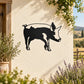 Black pig silhouette decal with arched tail, digging pig design