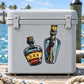 Pirate message in a bottle sticker with two illustrated bottles