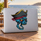 Pirate skull sticker with eyepatch and tricorn hat design