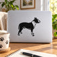 Patched pit bull decal with black and white dog silhouette